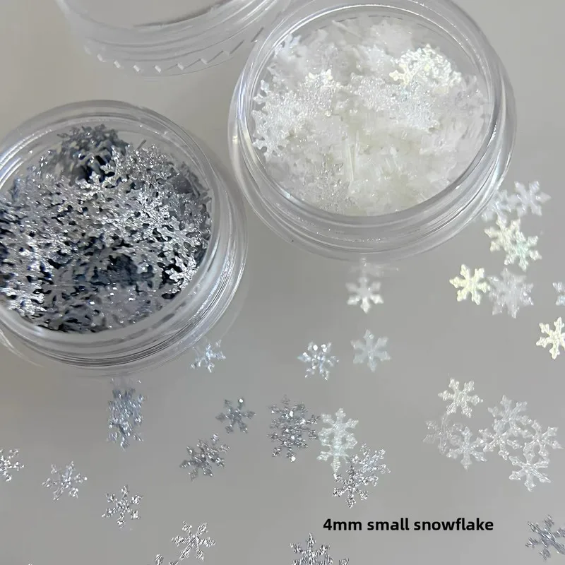 Christmas Snowflake Nail Sequins Fine Glitter Diamond White Snowflake Nail Charms Nail Art Decorations Accessories Wholesale