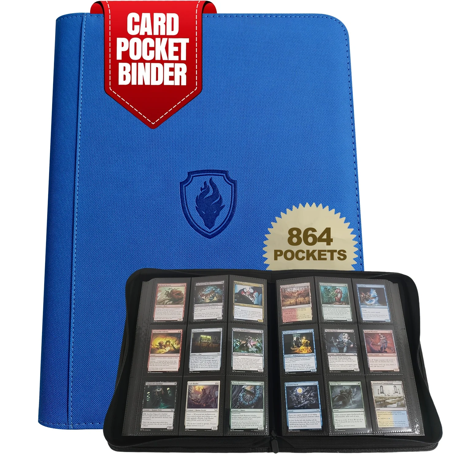 9-Taschen-Kartenordner ohne Ringmechanismus, Doppelte Kapazität für 864 Karten, Geeignet für Sport-/YGO-/PTCG-/Spielkarten – Detail 6