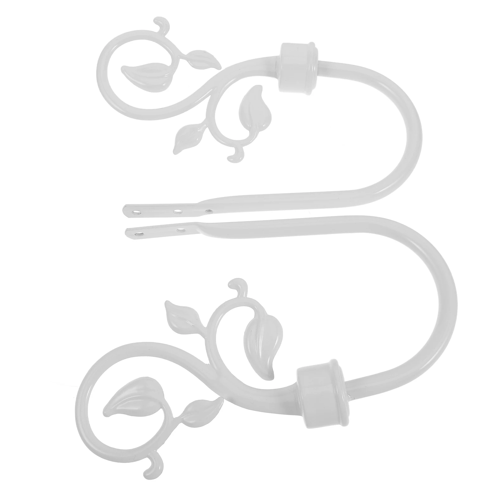 

2pcs Metal Leaf Shaped Curtain Holdbacks Wall Mounted White Vintage Style Hooks For Drapes Bathroom Window Decorative