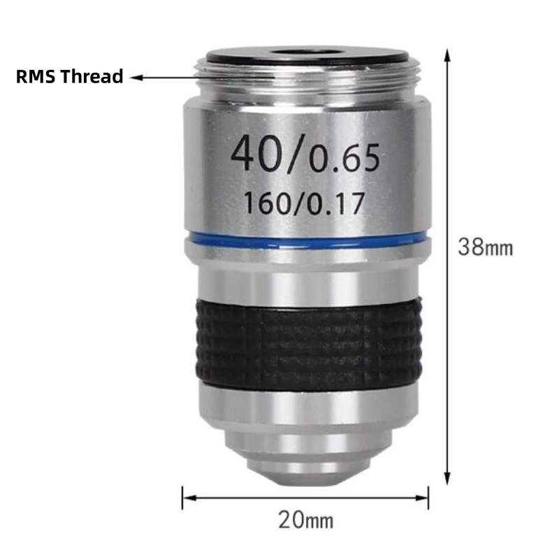 Agnicy Microscope Accessories 185 Objective 40X Aluminum Alloy Material RMS Thread