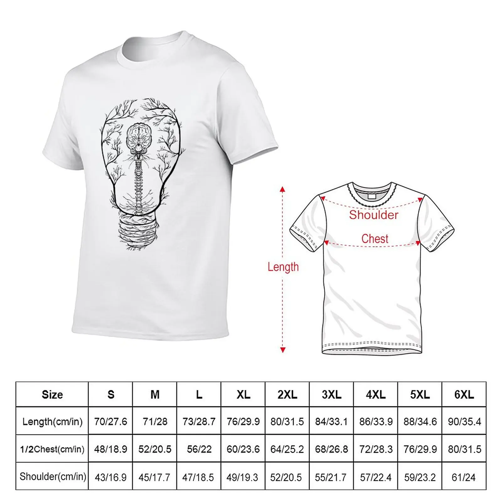 Brain Light Bulb (Black) T-Shirt boys animal print shirt Anime t-shirt men clothes