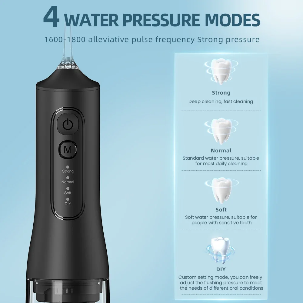 Water Flossers Oral Irrigator Rechargeable Portable Dental 4 Modes Water Tank for Teeth 300ML Waterproof Teeth Cleaner