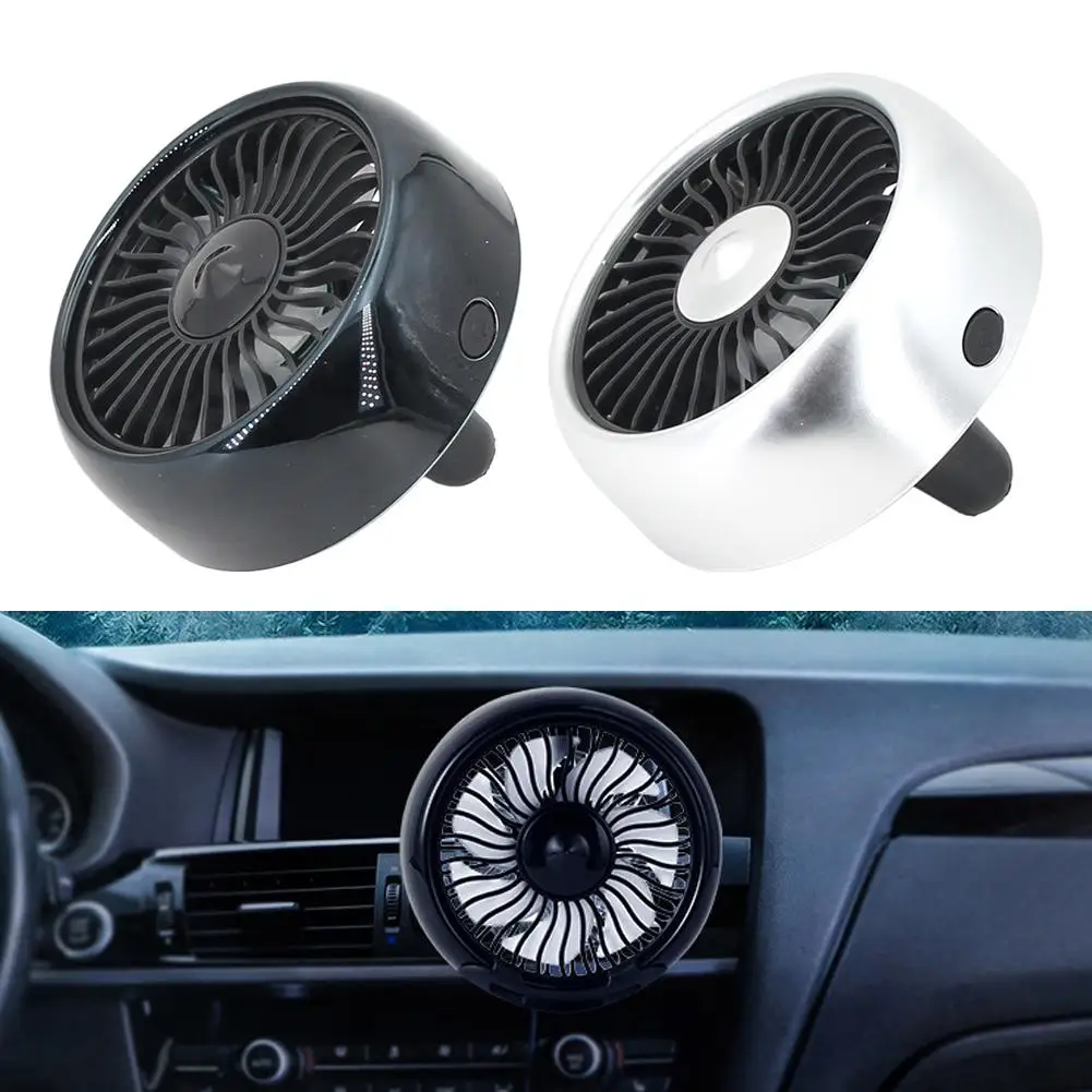 Car Mini Fan Air Vent Clip USB Powered Vehicle Cooler Turbo Airflow 3 Speed Adjustable Rotatable Auto Interior Cooling Fan