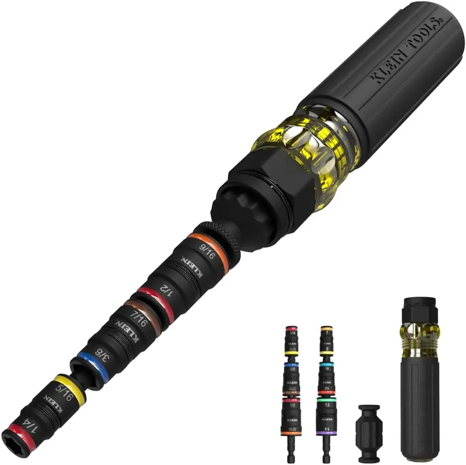 

Набор откидных головок 14 в 1 с ударной решеткой и магнитным удержанием, размеры SAE/метрики, 12 шестигранных отверток и подушечная ручка