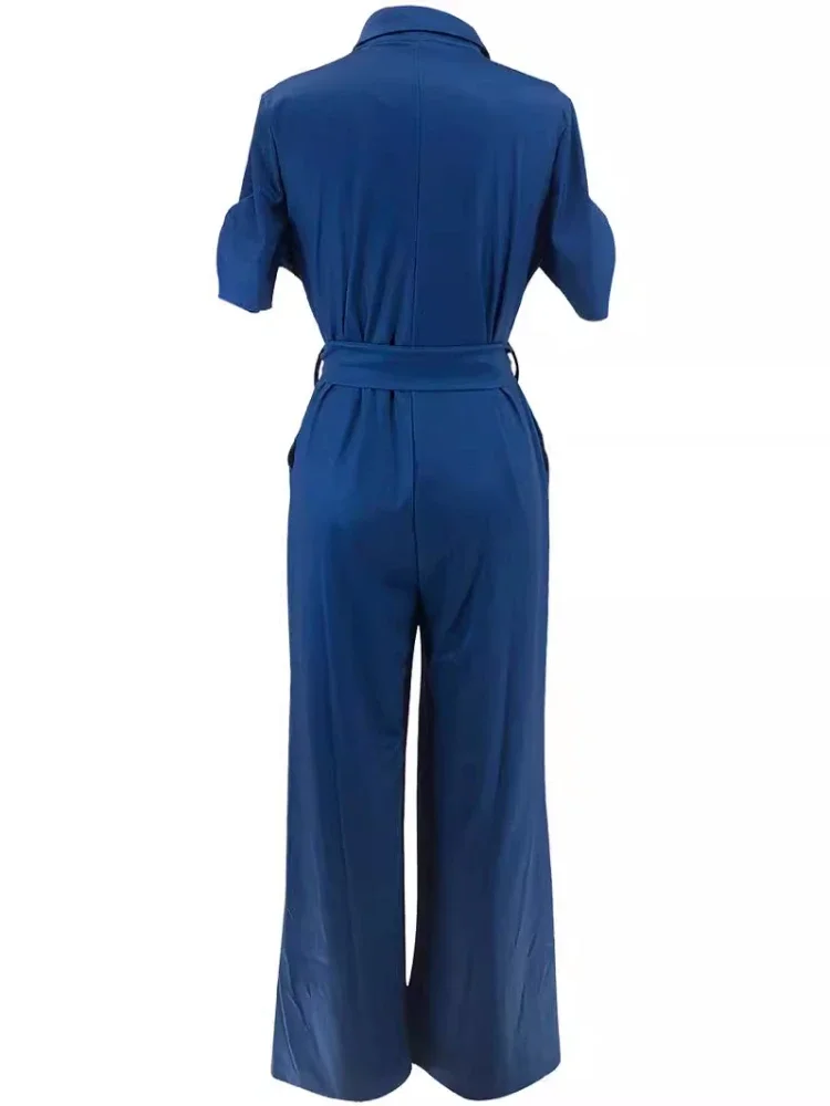 ฤดูใบไม้ผลิฤดูร้อนผู้หญิงแขนสั้นขากว้างJumpsuitผู้หญิงRompersผู้หญิงแฟชั่นพิมพ์สบายๆเก๋เอวสูงJumpsuit