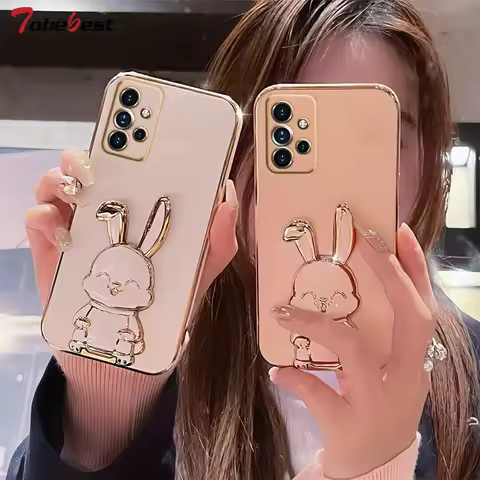 3D Cute Rabbit Trunk Phone Holder Case for Samsung Galaxy A12 A22 A32 A42 A52 A72 A52S A13 A33 A53 A73 4G 5G Silicone Cover