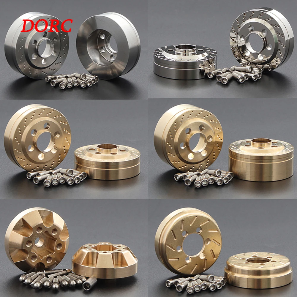 2PCS CNC Brass Silver Anodized Brake Disc Weights for 1/10 RC Crawler TRX4 TRX6 Axial SCX10 90046 Capra 1.9 2.2 Inch Wheel Rims