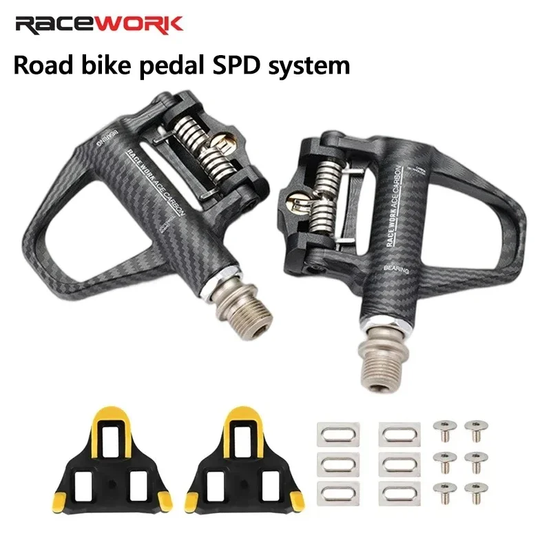 

Педали для шоссейного велоспорта RACEWORK Pro | Система SPD-SL из углеродного волокна с 15. ° Поплавок для велосипедной педали/аксессуаров для езды на большие расстояния