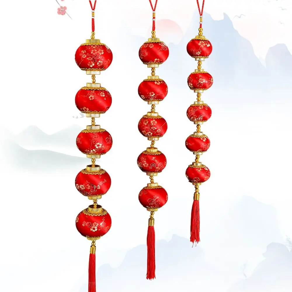 Reunindo ano novo lanterna vermelha corda estilo chinês tradicional flor de ameixa lanterna pingente bênção com borlas