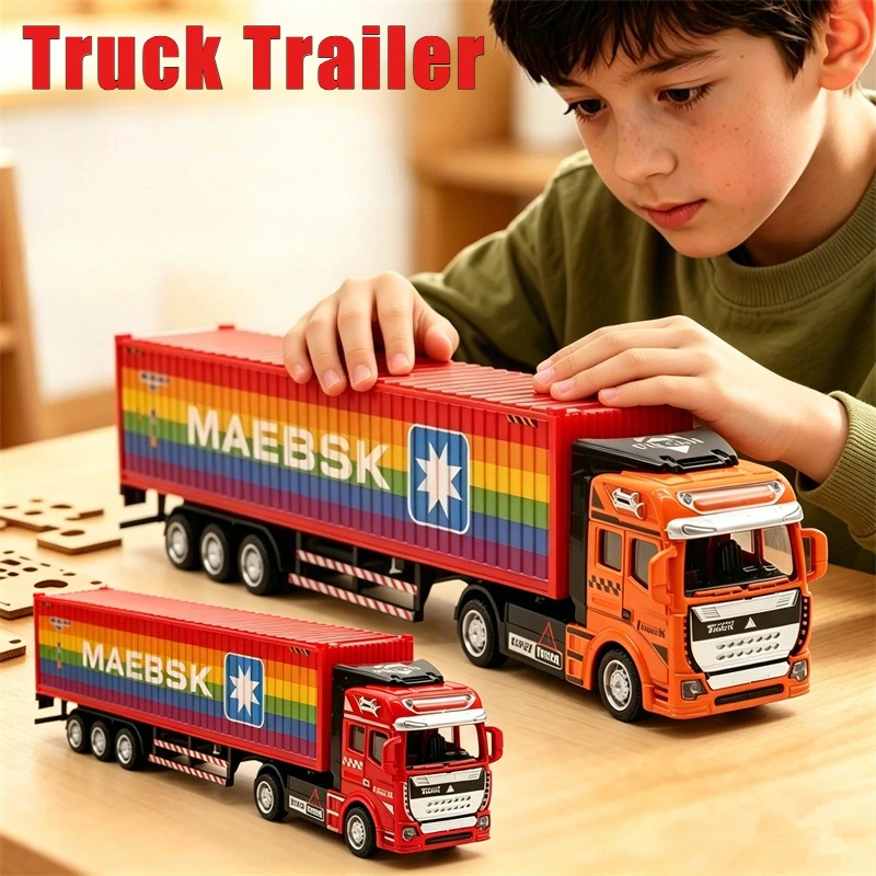 

1:48 Alloy Euro Card Rainbow Container Truck Trailer Model Alloy Diecast Simulation Pull Back Toy Hobby Collection Toy Gifts