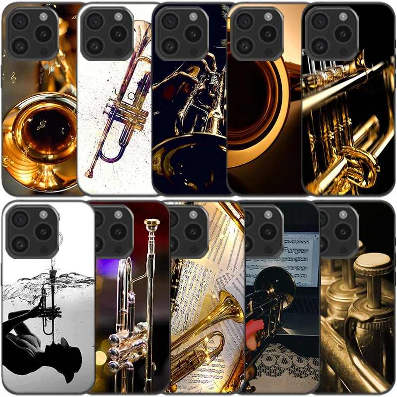 Brass Instruments Clear Phone Case For Apple iPhone 12 13 Mini 11 14 15 16 Pro Max Cover XS MAX XR Soft