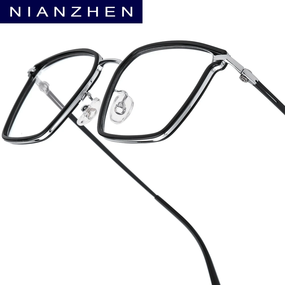 NIANZHEN TR90 Titan Brillengestell Herren 2025, neue quadratische Markendesign-Brille, ultraleichte Retro-Brille, Brille 202