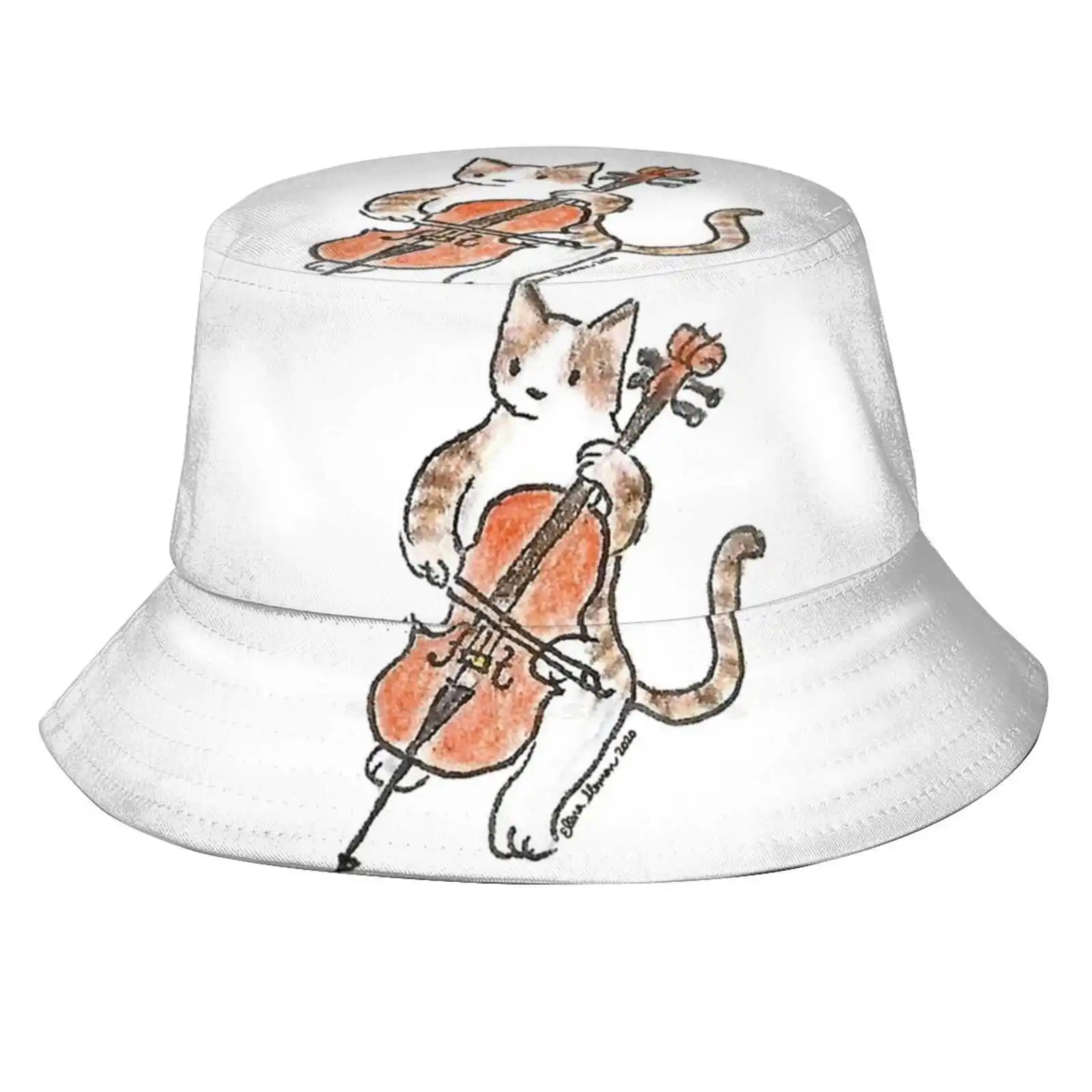 Meowtet : Cello Ii Korean Caps Funny Beach Bucket Hats Cat Art Meowtet Musician Cello Cellist String Player Orchestra Chamber