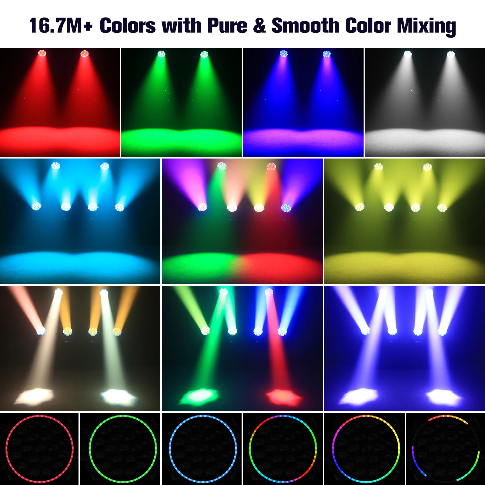 

4PCS 19x15W LED Moving Head Light RGBW 4in1 Focusing Lights Stage Effect Lighting Projector for Disco Concert Theater Live Show