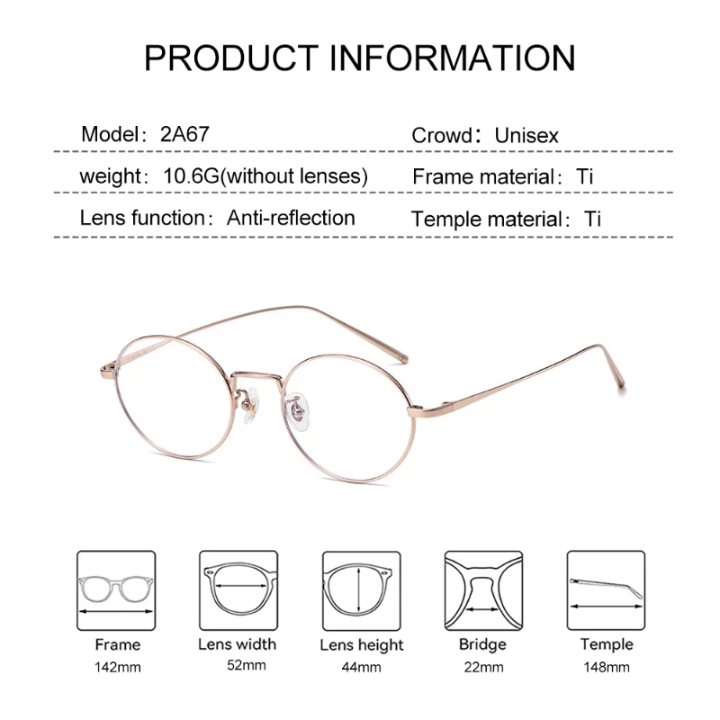 EYORA Ultralight Oval Half Titanium Reading Glasses Myopia Eyewear Hyperopia Anti Blue Light Progressive Photochromic Eyeglasses