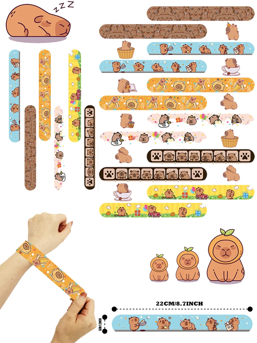 كابيبارا صفعة أساور هدايا الحفلات معصمه الأطفال متعة الهدايا صفعة موضوع لعبة للأطفال عيد ميلاد الحيوان الكرتون كابيبارا