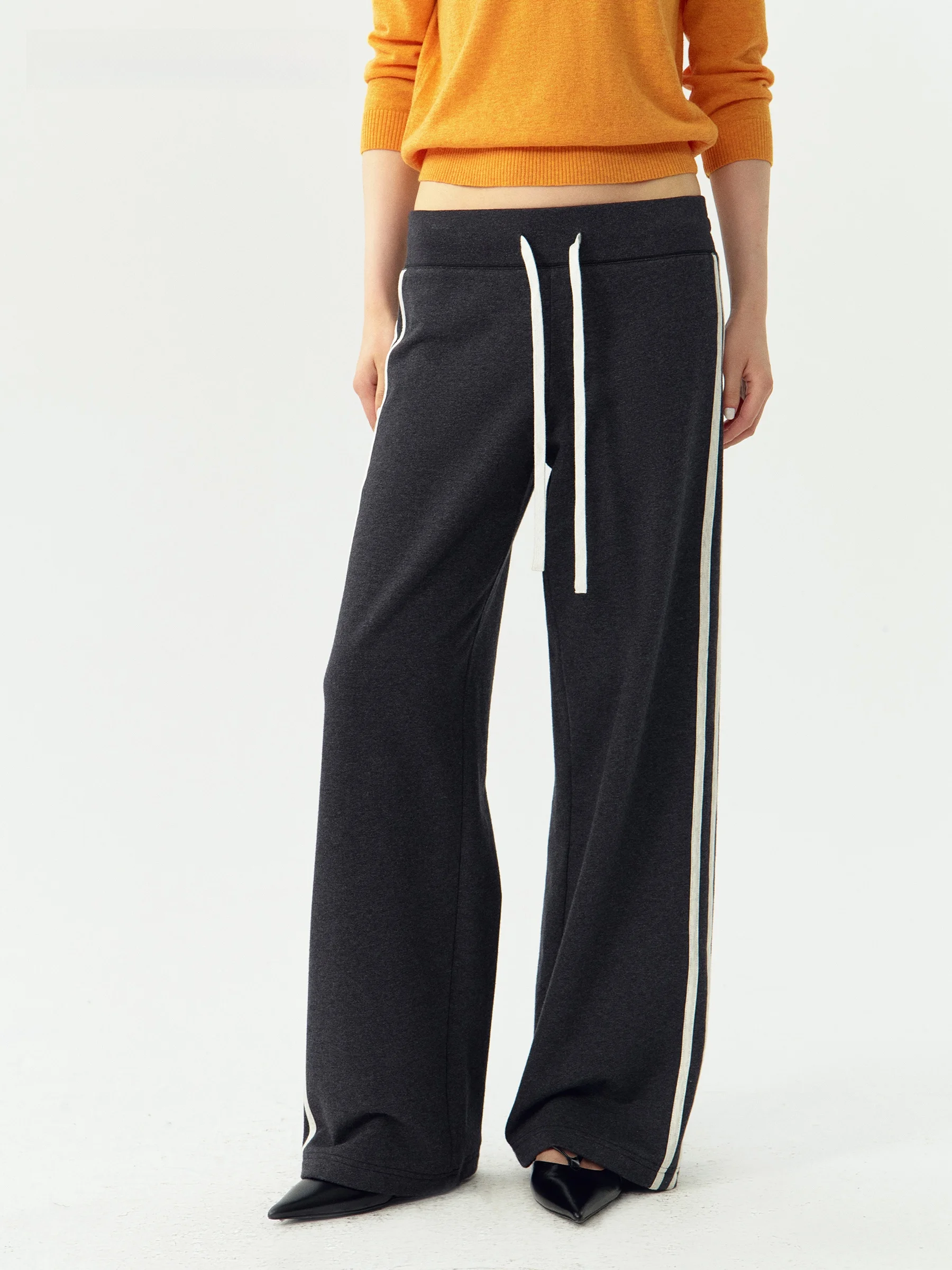 Comfortable Low-Waist Sorona Cotton Anti-Wrinkle Color-Weave Sport School Uniform Sweatpants Easy to Wear Casual Pants
