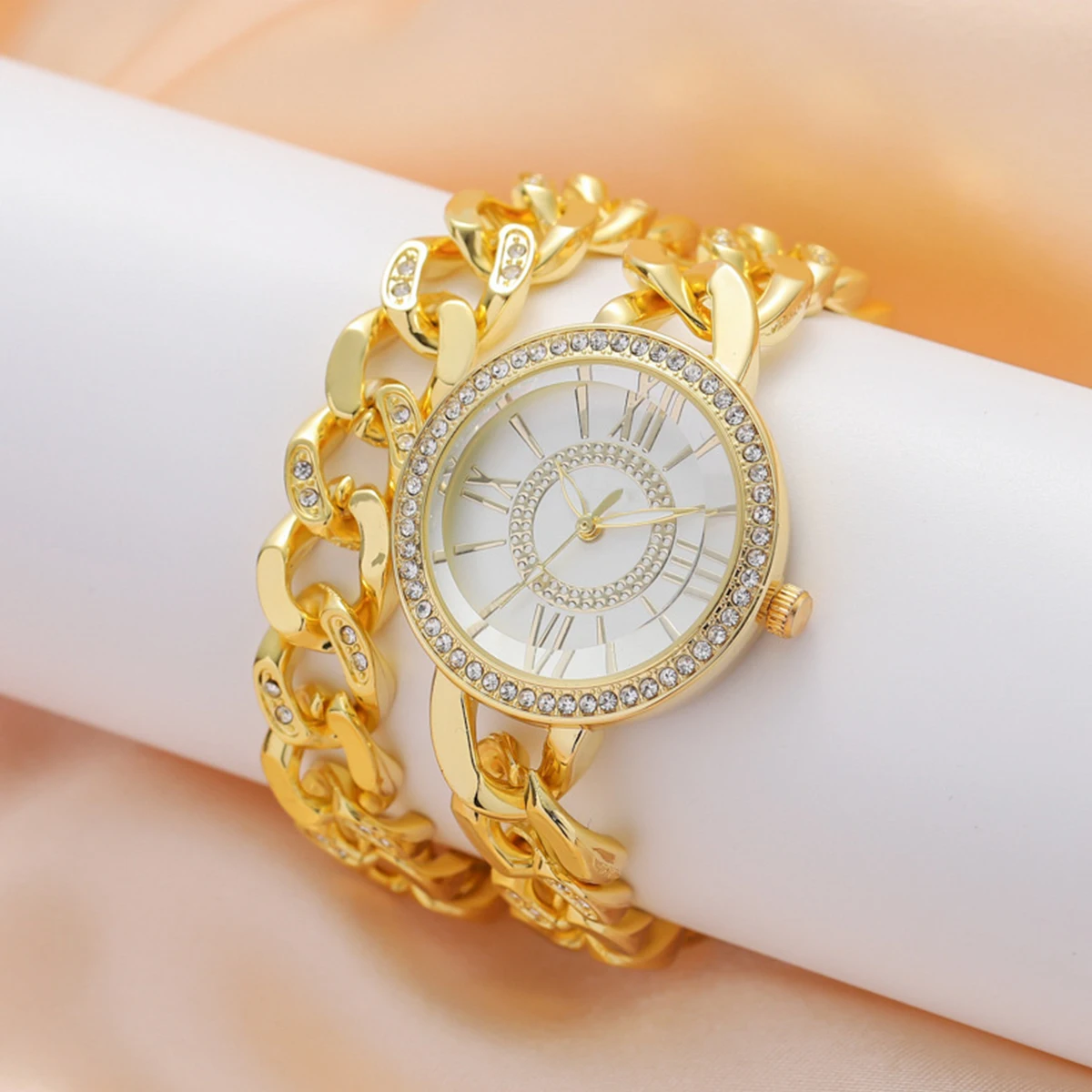 Women Fashion Simple Roman Dial Chain Bracelet Watch