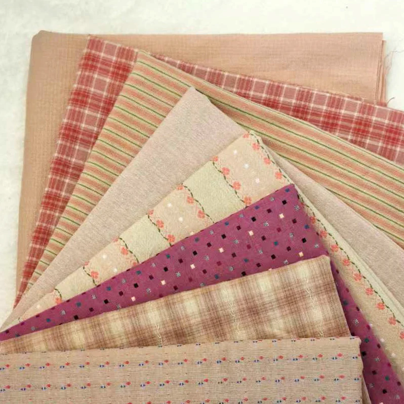 Bargain price Japanese Yarn-dyed Fabric DIY Handmade Bag Doll Quilting Craft Patchwork Fabric 100% Cotton Sewing Cloth 50*70CM