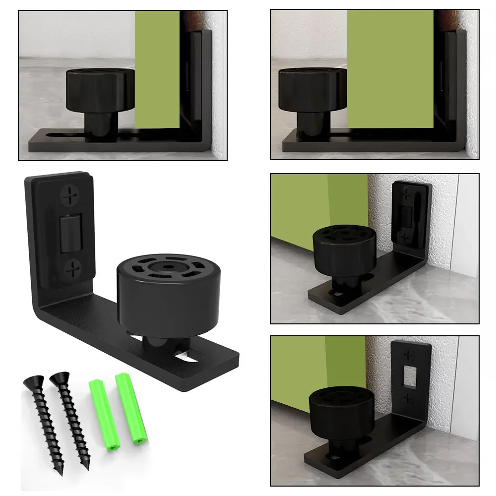 

Adjustable Sliding Floor Guide Rail Stopper Black Wall Door Bottom Guide For For Sliding Barn Door Rail Accessories