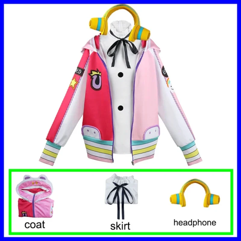 New 2025 Anime Halloween costume Cosplay Costume Film Red Uta Clothes Kid Adults Wig Wing Uniform Coat Earphone Carnival Par *o*