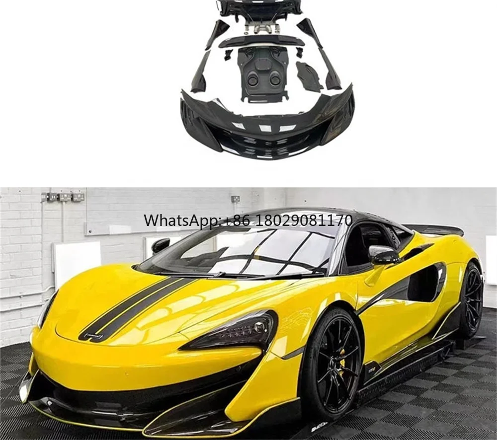 Carbon Fiber Body Kit Front Lip Car Hood Side Skirts Rear Trunk Spoiler For Mclaren 570S 540C Modify 600LT Style Exhaust BodyKit