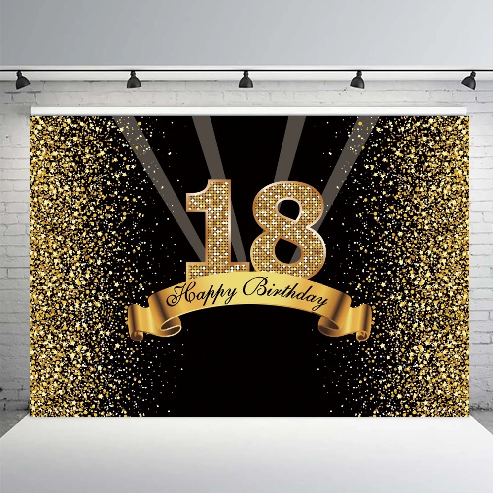 Happy Birthday Backdrop 18 30 40 50th Birthday Party  Photography Background For Women Men Boys Girls Rose Gold Photocall Studio