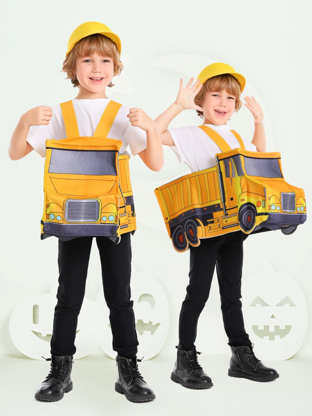 

loween Children's Stage Performance Yellow Karting Costume Creative Outfit Kindergarten Performance Clothes Polyester Fiber