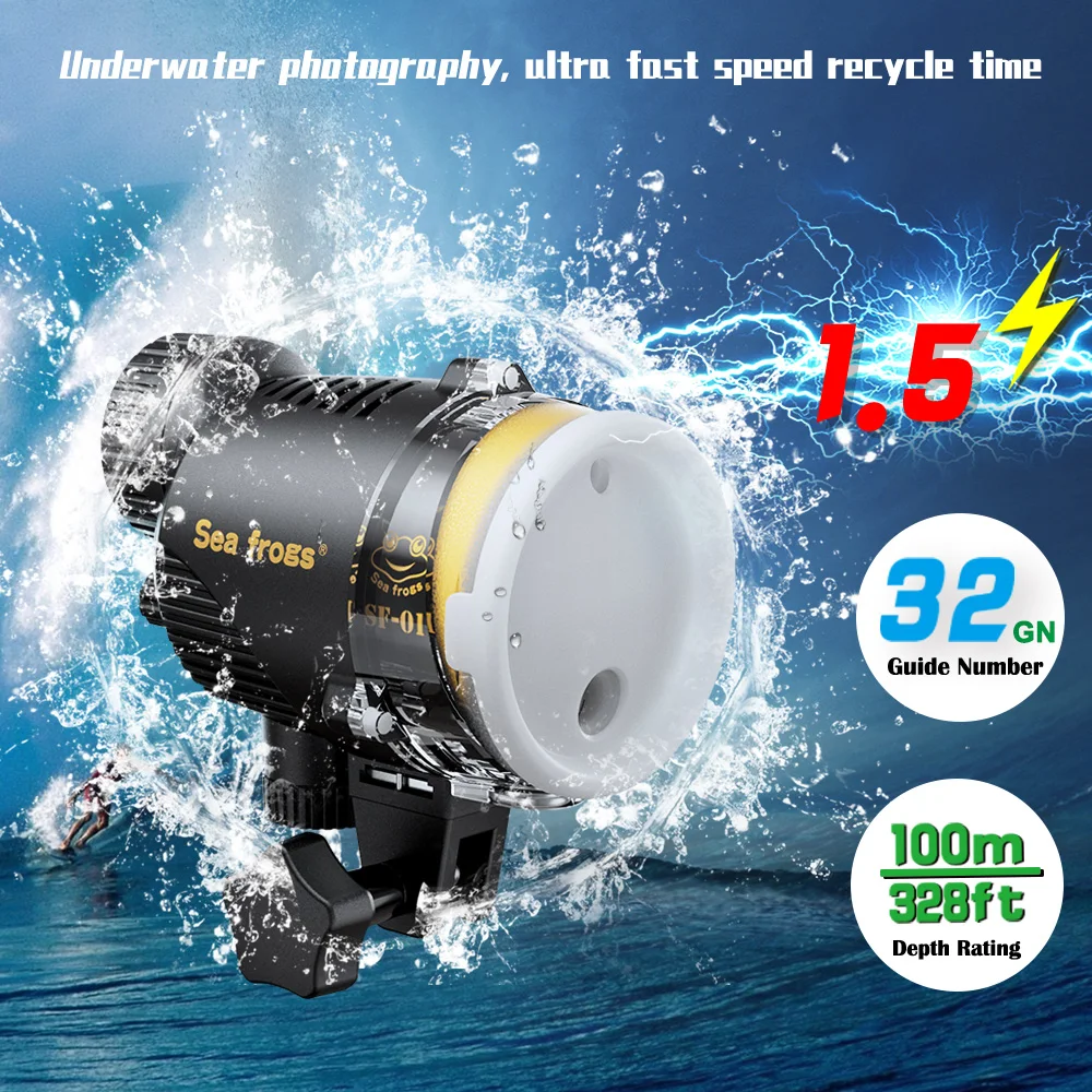 

Seafrogs SF-01 100meter Waterproof Lighting Strobe1.5 Second Recycle Time Diving Flashlight Made In China Underwater Photography