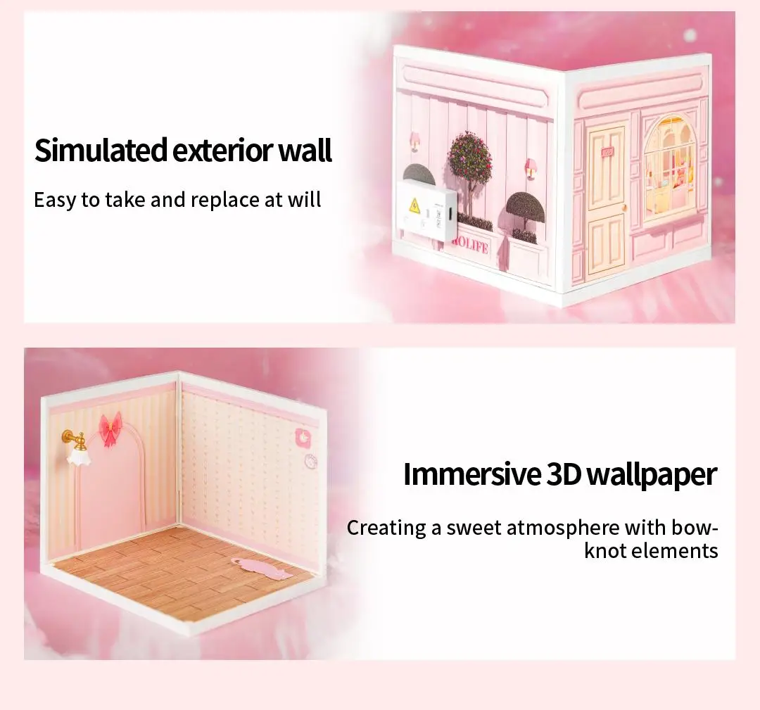 Robotime Rolife 3D Puzzle modèle Super magasin série belle rose chambre en plastique bricolage Miniature maison Kit blocs de construction Kits