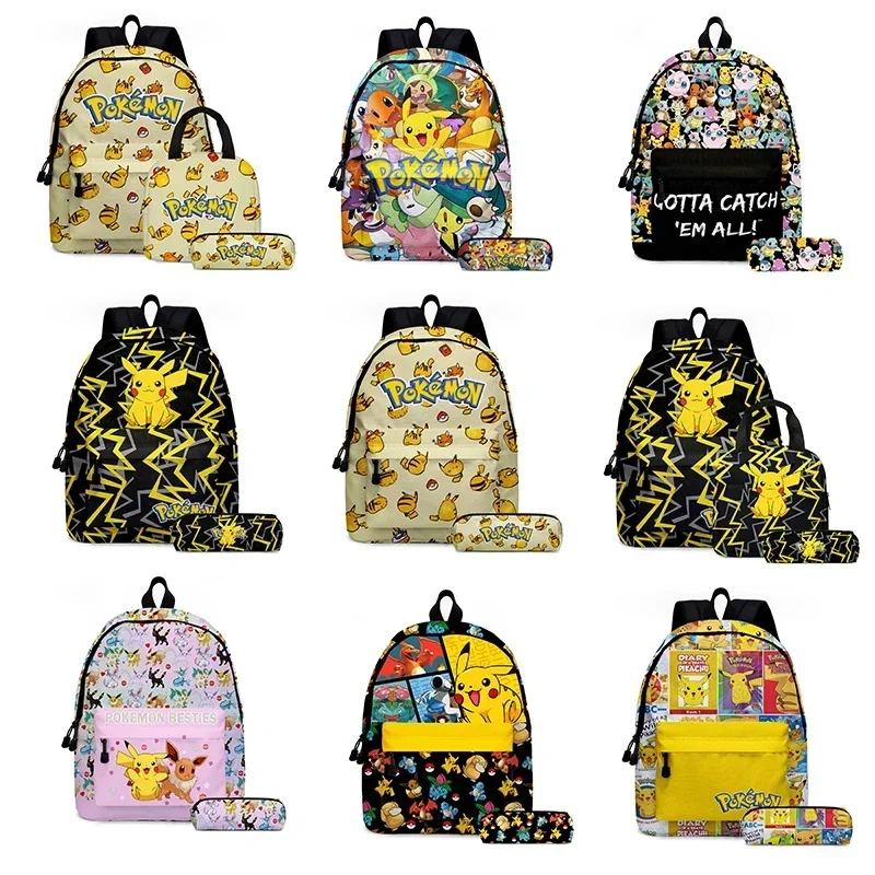 MINISO 2PC/3PC zestaw Pikachu Pokémon Pikachu plecak szkolny piórnik prezenty dla dzieci tornister kreskówka tornister Mochila