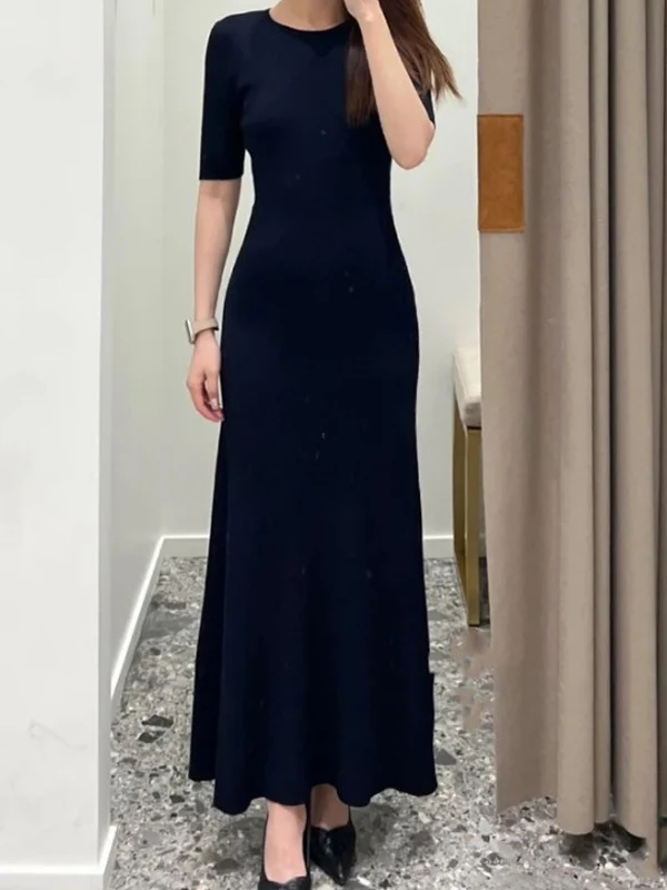 

Sexy Hepburn Sle Bal Knitted Dr Diamond Hollow out Design Versatile Girlfriend High Waist A-Line Summer Long Skirt