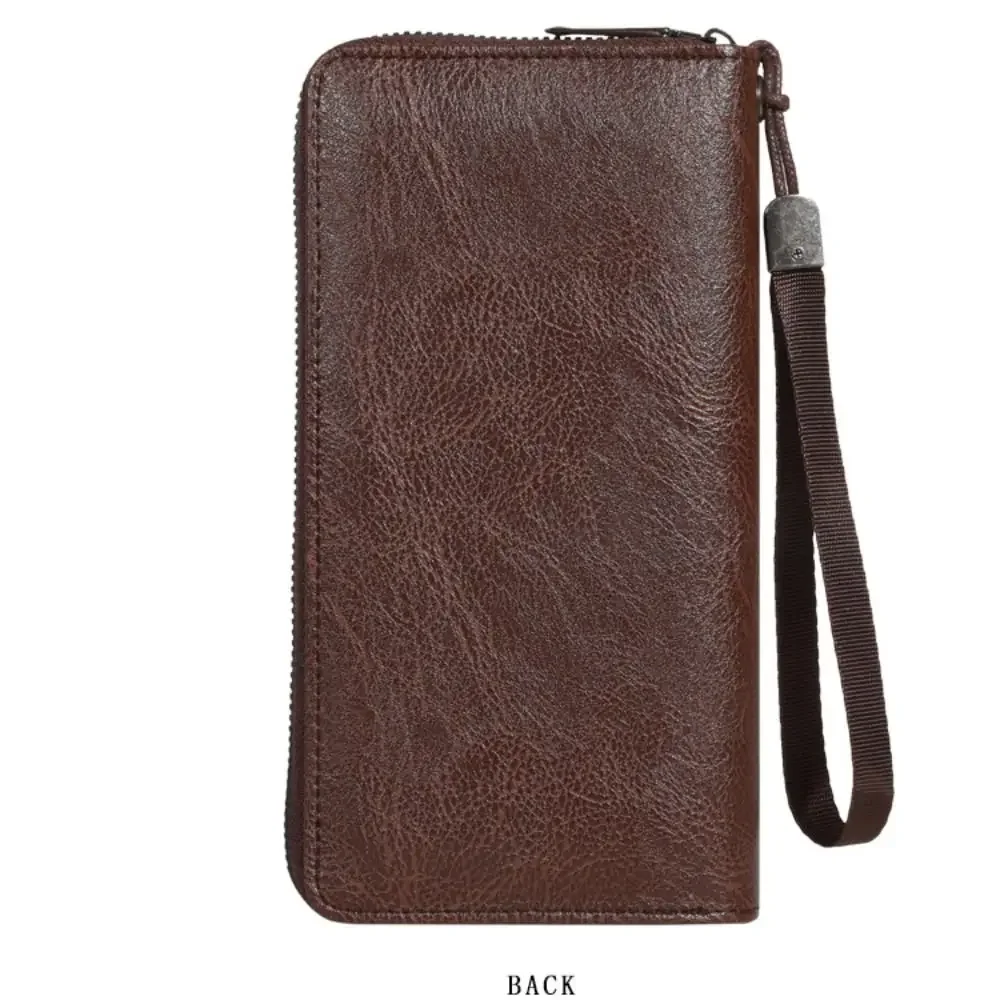 New Zipper Long Wallet Large Capacity Double Layer Phone Bag PU Multi Card Clutch Bag Student