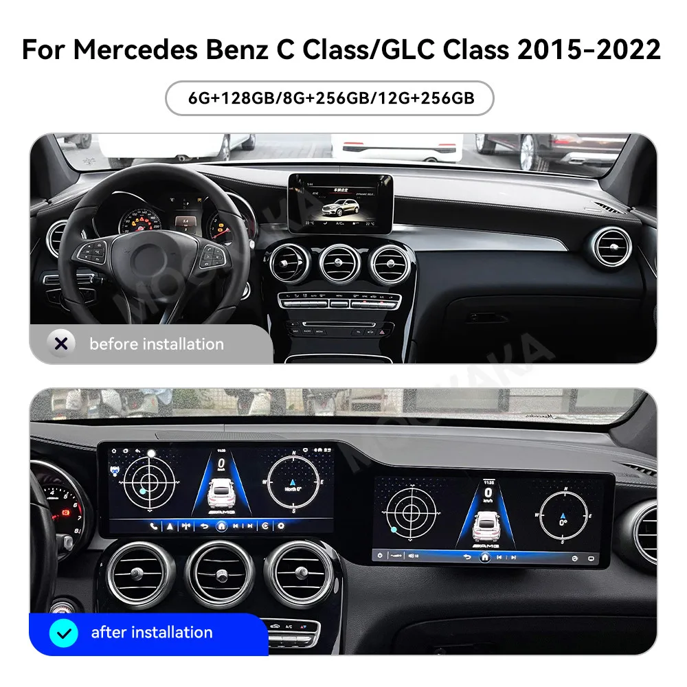 For Mercedes-Benz C-Class GLC 2015–2022 Android Car Radio Multimedia Video Carplay Autoradio Stereo GPS Navigation Head Unit