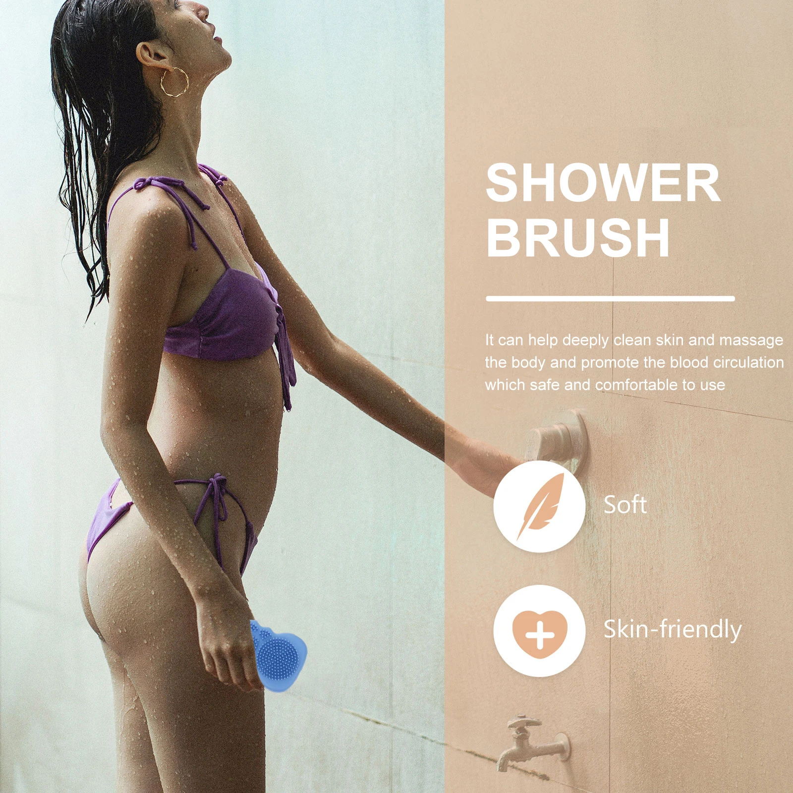 

1 шт., силиконовая щетка для ванны, многофункциональный скребок для тела, детский инструмент для ванны, массажная щетка для мытья волос, очиститель для душа