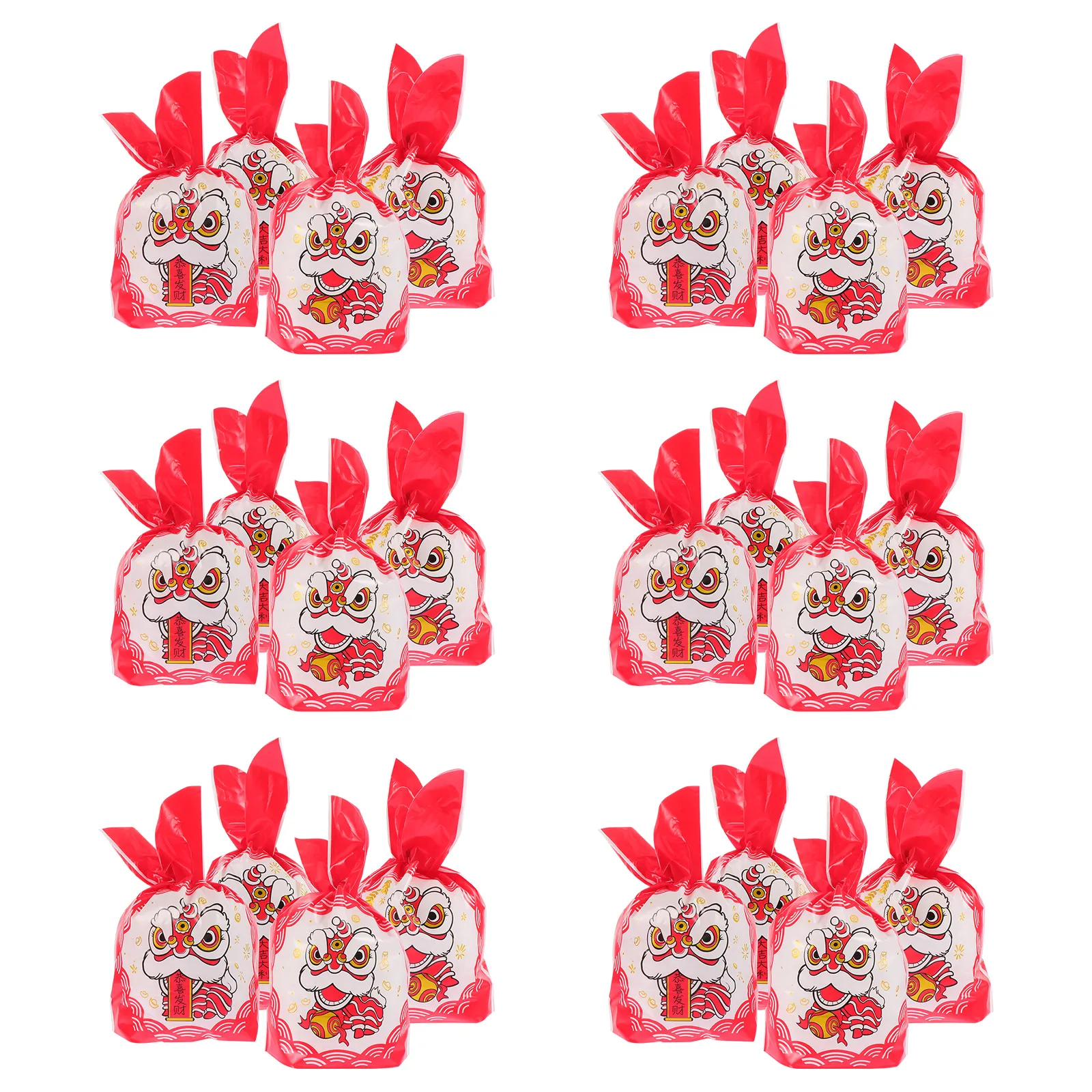 

50 Pcs New Year Gift Bag Chinese Treat Bags Goodies Candy Pouch Plastic Snack Christmas