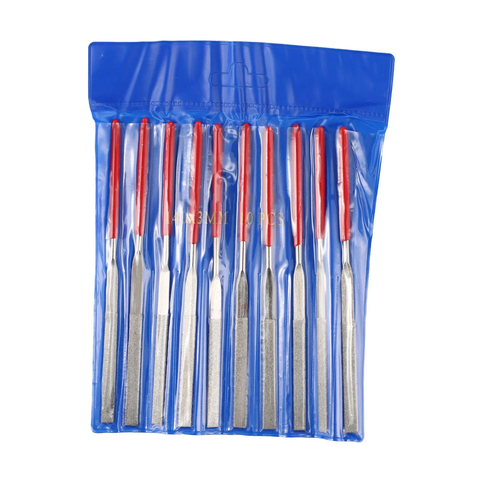 Set file jarum Mini ruang file jarum dalam ruangan 10 buah/Set 3*140mm berlian lapis listrik merah + perak kualitas tinggi