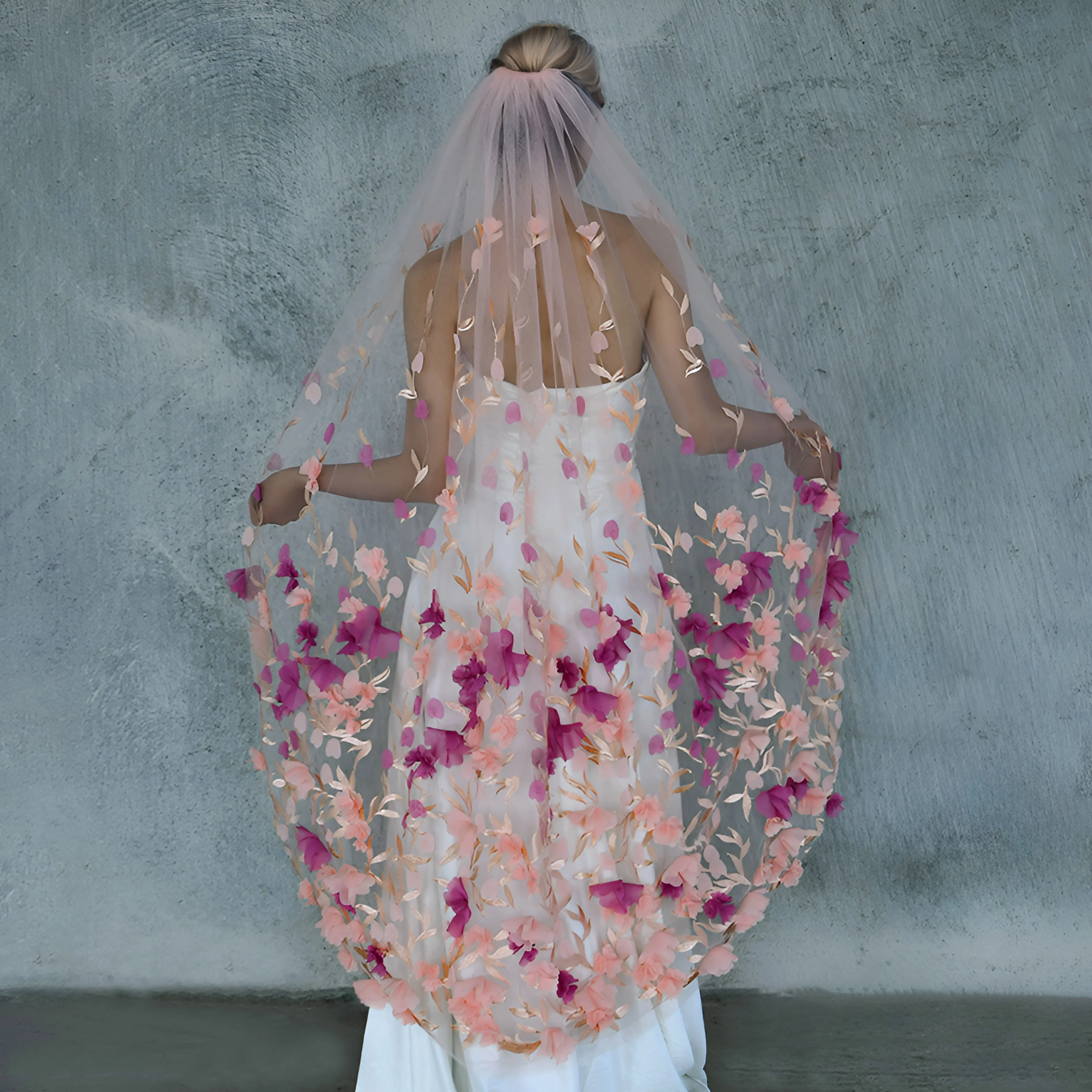 

TOPQUEEN Свадебная фата Кружевная наклейка Фата 1-слойная 3d наклейка Высококачественная фата Свадебные аксессуары Настраиваемая M105