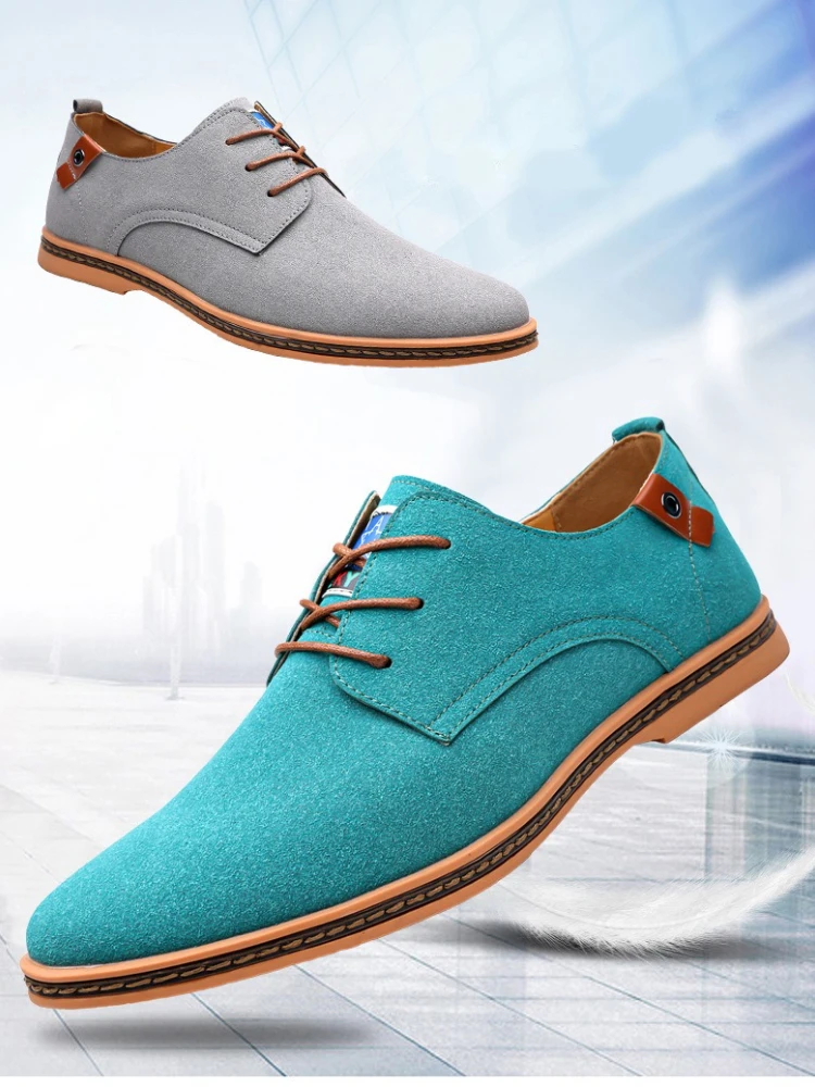 

Новые мужские замшевые туфли в британском стиле, деловые повседневные туфли на резиновой подошве со шнуровкой, большие размеры 48, удобные оксфорды, обувь дерби