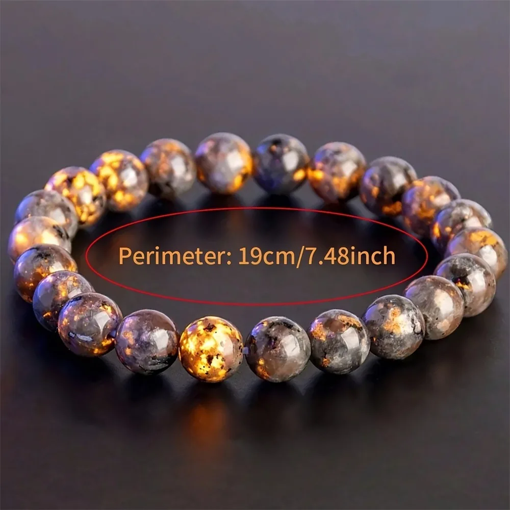 Natural Stone Yooperlite Round Bead Bracelets Men Fashion Simple Single Circle Stretch Rope Bracelet Reiki Healling Jewelry Gift