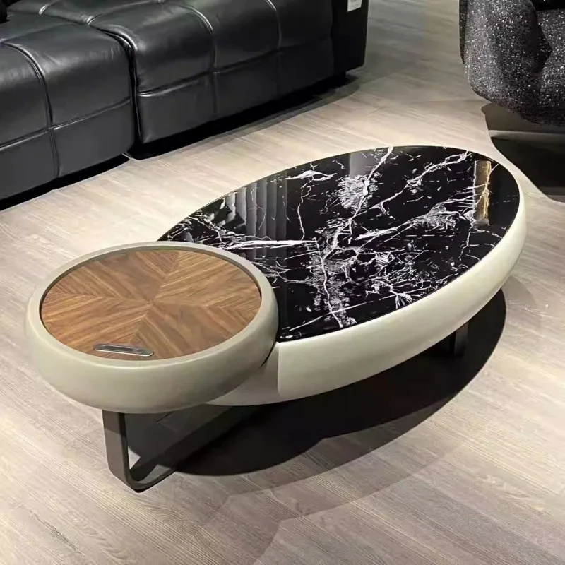 

2025 new round marble coffee table combination oval modern living room light luxury fashion minimalist