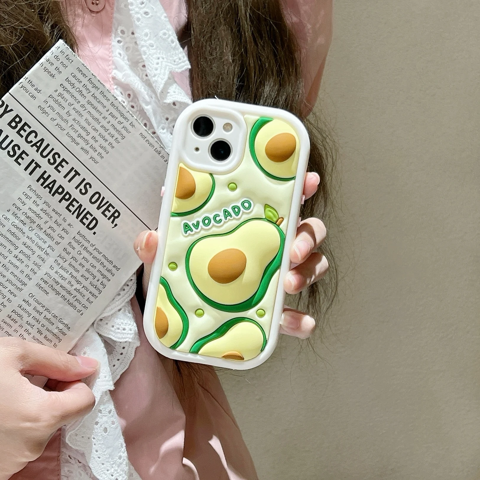 Cute Avocado TPU Phone Case For iPhone 15 14 13 Plus Pro Max Cover