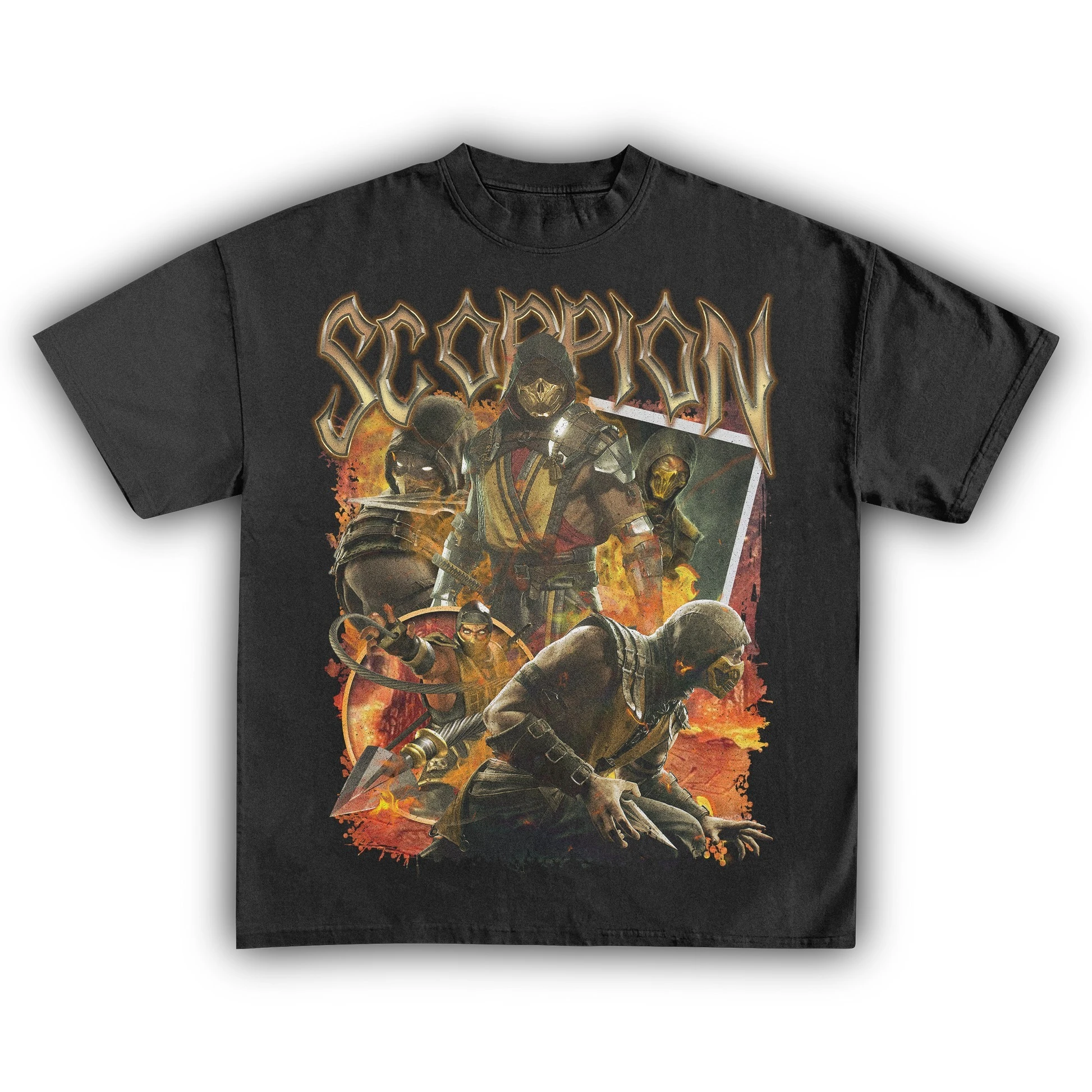Mortal Kombat Scorpion Fire Ninja Graphic T-shirt Men's Women's Casual Cotton Streetwear Short Sleeve O-neck Tee