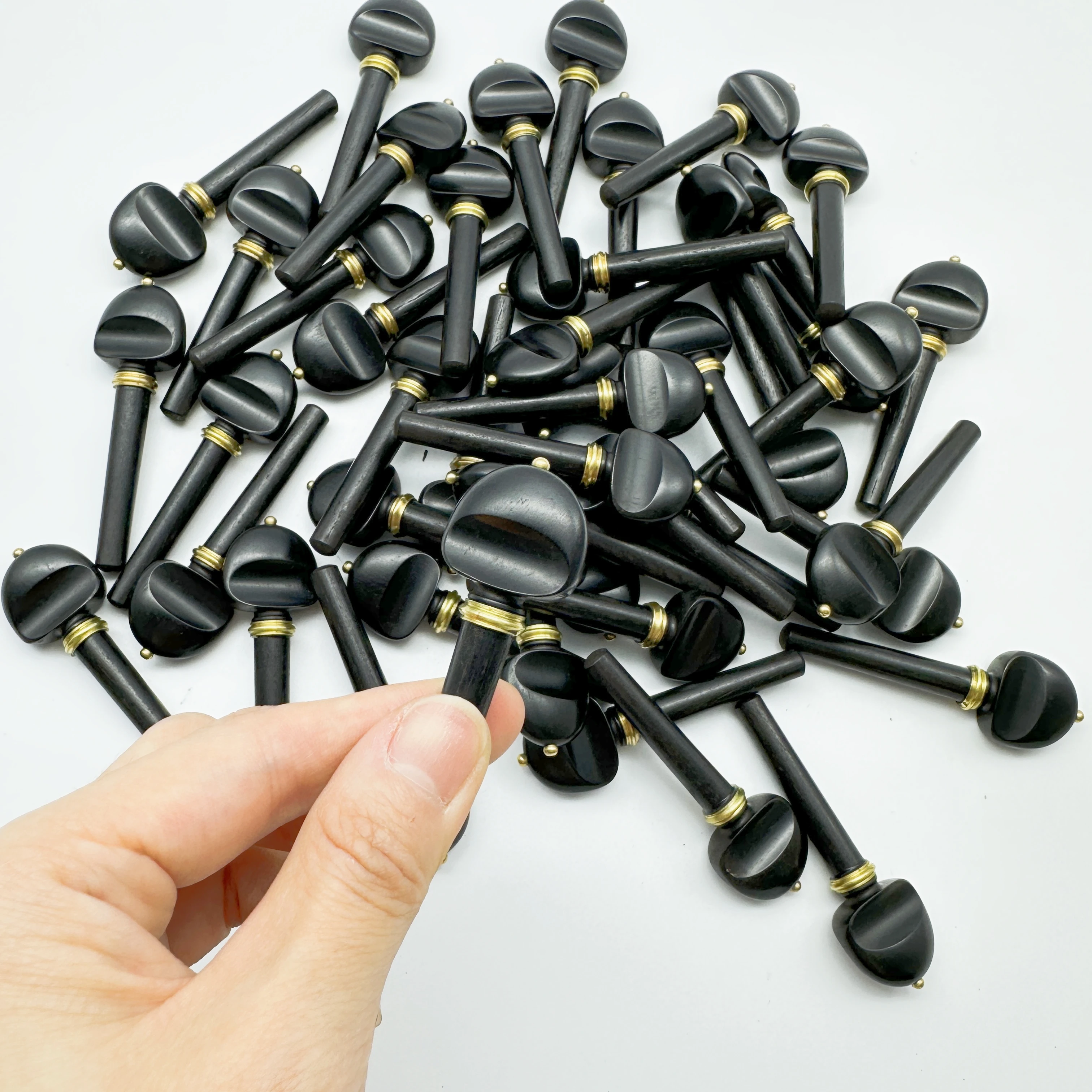 20pcs Violin Pegs Ebony Violin Tuning Pegs 4/4, Inlaid copper ring,4/4 violin Tuner Full Size violin parts