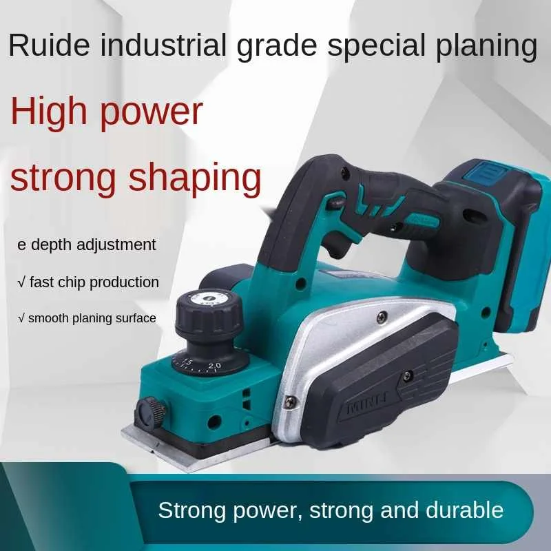 18V Rechargeable Electric Planer 15000rpm Cordless Handheld Wood Cutting Tool With Wrench For DIY By Drillpro Tool