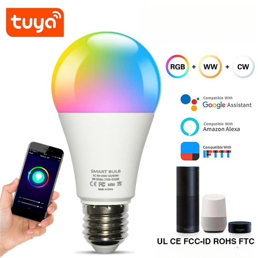 

WIFI Bluetooth Smart LED Light Bulb Infrared Remote Control RGB Colour Bulb Infinitely Dimmable Alexa Google APP Control Bulb