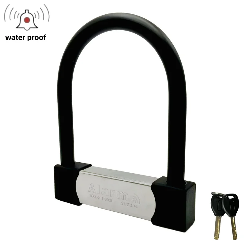 Falante 304 Stainless Steel U-Shaped Lock for Motorcycle And Bicycle 110db Alarm Anti-Theft Safety Riding Equipment