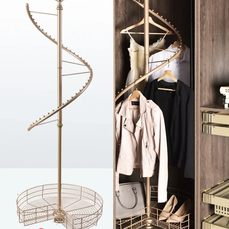 360 degree rotating clothes hanger, corner clothes hanging pole, multifunctional storage rack, corner pants rack, clothes basket