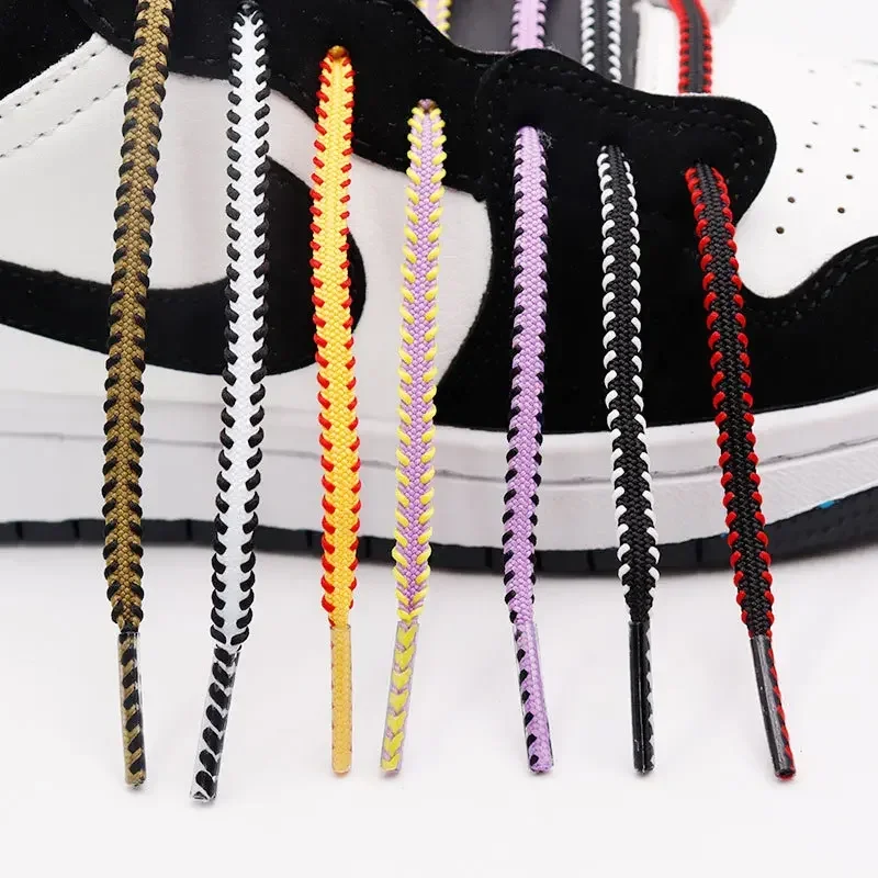 1Pair Double Color 6mm Wide Sneakers Casual Shoe Laces Flat Shoelaces Tennis Rope Shoelace Shoes Accessories 100/120/140/160CM