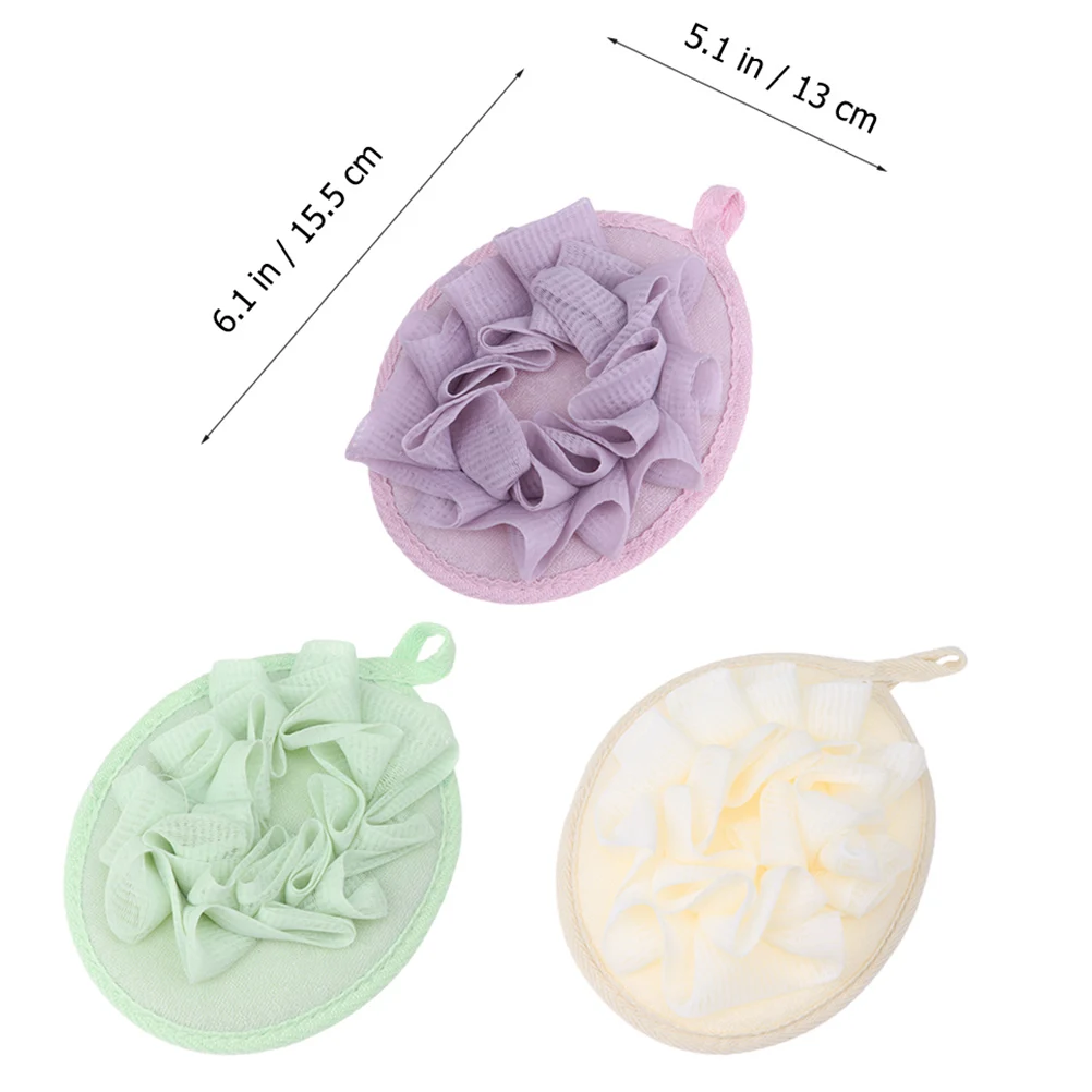 3pcs 볼 슈퍼 소프트 바디 스크러버 엑스 폴리 에이 팅 수세미 스폰지 목욕 네트 폼 메이커 샤워 액세서리
